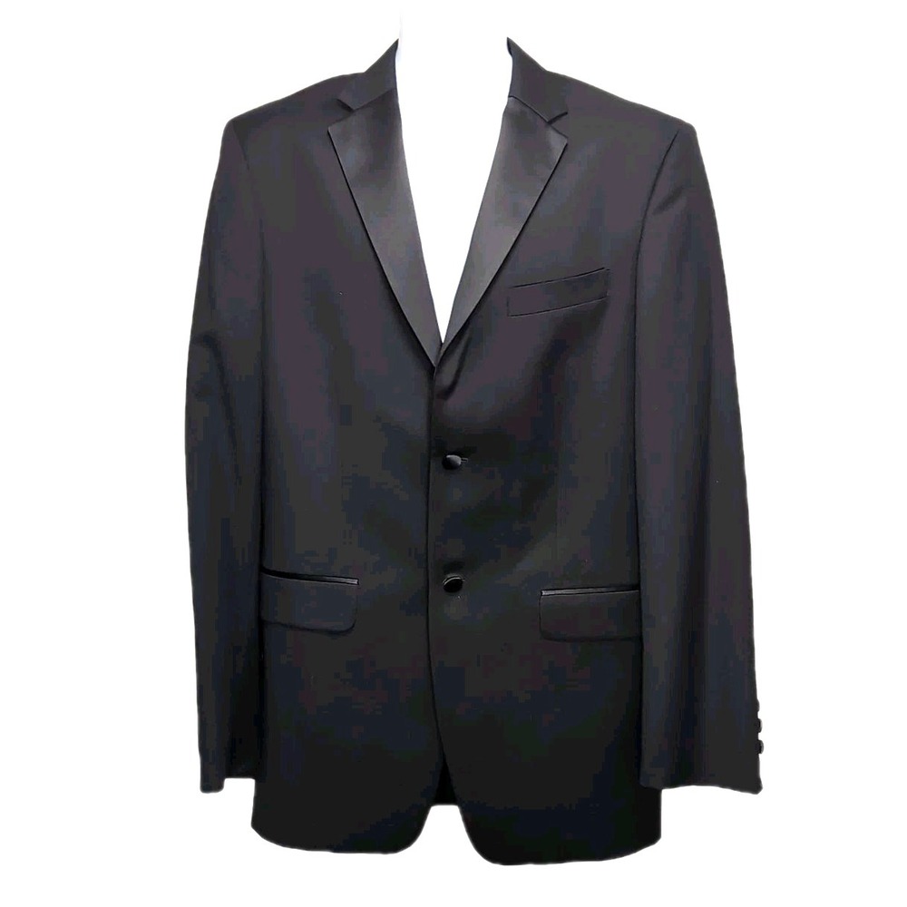 Jones New York Tuxedo Suit Mens 40L/33W (Est) Black Wool 2-Button Formal 2pc Tux - Picture 2 of 15